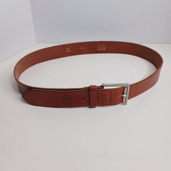 Vintage Milos Brown Leather Men's Belt size 38 Made in Italy - Picture 1 of 8